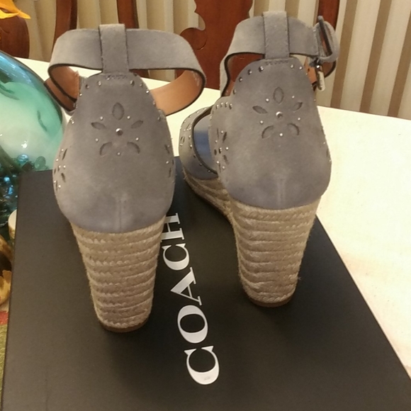 COACH Wedge Suede Sandals - Picture 4 of 8